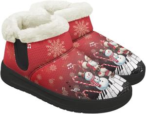 Женские зимние ботинки с меховой подкладкой, слипоны с плоским каблуком и меховой подкладкой, ботильоны Qoiuvncy, Christmas Snowmen