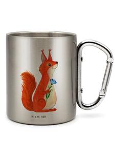 Кружка из нержавеющей стали с рисунком белки и цветов, без надписи, серебряная Mr. & Mrs. Panda