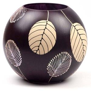 Стеклянная ваза с ручной росписью 7ART, 18x18x18 см, коричневый