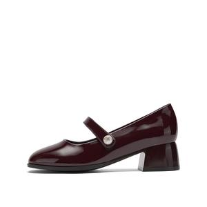 DAPHNE Туфли Mary Jane на массивном каблуке 4 см, женские, красные