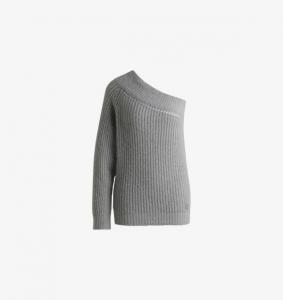 Джемпер на одно плечо из трикотажной ткани с начесом Hugo, серый