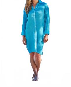 Женское платье-рубашка из шифона в цвете аква Debbie Katz, Aqua