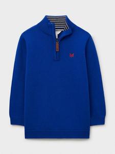 Детский хлопковый джемпер с молнией Crew Clothing, Mid Blue