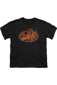 Футболка с коротким рукавом для детей с логотипом Batman в огнях Gildan, черный