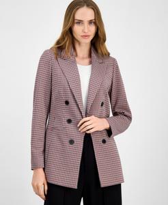 Женский клетчатый жакет с имитацией двубортной формы Bar III, Pomegranate Multi