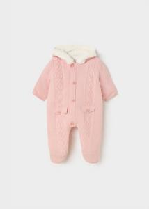 Mayoral Детский зимний вязаный комбинезон-толстовка на молнии для девочек, нежно-розового цвета