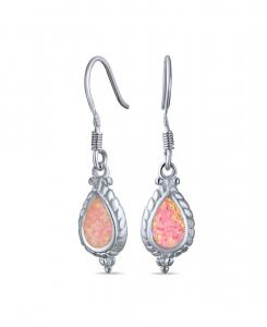 Антикварные серьги-подвески в стиле милгрейн с камеей, украшенные переливающимся белым искусственным опалом, из серебра 925 пробы, французская застежка Bling Jewelry, Pink