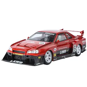 Масштабная модель 1/24 GTR Skyline с модификациями, звуком и подсветкой, настольный декор, сборная модель Brangdy, красный