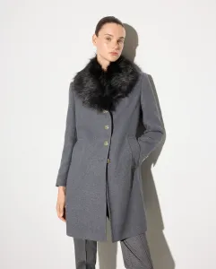 Женское пальто-пиджак с мехом и золотой пуговицей Woman El Corte Inglés