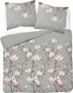 Постельное белье, хлопок-сатин, высшего качества 200x220 5480b Серый, цветочный Detexpol