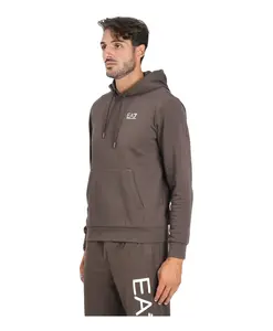 Коричневая толстовка с капюшоном в городском стиле Emporio Armani Ea7, коричневый