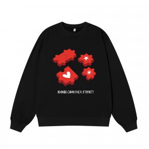 Свитшот с круглым вырезом Unisex HUANQIU, черный (fleece-lined)