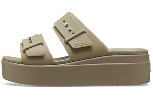 Шлепанцы и сланцы Crocs Brooklyn Low Wedge Sandal 'Beige' Women's