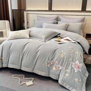 Boyang Комплект постельного белья из 4 предметов (простыня на резинке 220х24 см), 100% хлопок, цвет Garden Secret - Gray