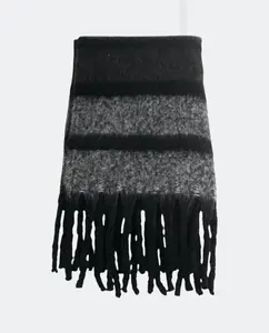 Прямоугольный шерстяной шарф в полоску Kbas, черный