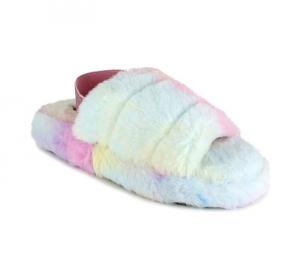 Тапочки Unionbay Puff U0PUF98 женские, многослойный искусственный мех с эффектом тай-дай JOBB1900, мультиколор