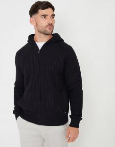 Трикотажная толстовка с капюшоном на молнии с подкладкой из микрофлиса, темно-синего цвета Threadbare