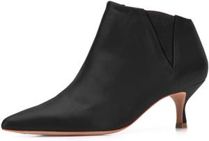 Женские классические ботильоны YDN с низким каблуком-кисой, Челси, зауженный носок, кожаные, удобные для ходьбы, на каждый день, Black