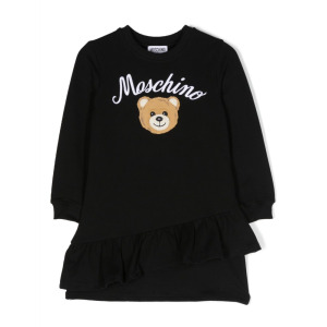 Moschino Kids платье с оборками и логотипом, черный