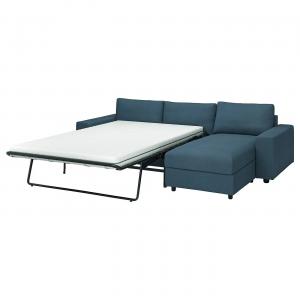 3-местный диван-кровать с шезлонгом VIMLE IKEA, цвет with wide armrests/hillared dark blue