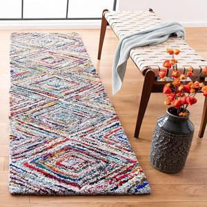 Ковер-дорожка SAFAVIEH, 69 x 275 см, коллекции Nantucket, Multi, ручной работы бохо из хлопка Diamond, идеален для помещений с высокой проходимостью в гостиной, спальне (NAN314A)