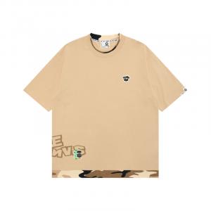 Футболка *A Bathing APE с камуфляжными вставками Aape, коричневый