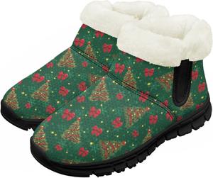 Детские зимние ботинки для девочек и мальчиков, утепленные, с меховой подкладкой, водонепроницаемые, легкие, противоскользящие Chririnla, Christmas Tree Print