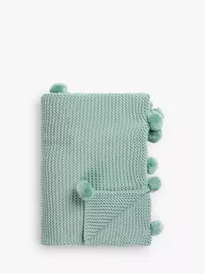 Плед John Lewis Knitted Pom Pure Cotton, цвет mint