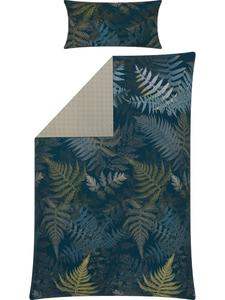 Двустороннее постельное белье из сатина Мако в петролеум-бежевом цвете Erwin Müller, 155 x 200 + 80 x 80 см