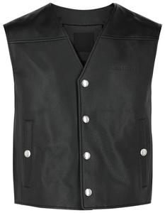 Кожаный жилет Givenchy с логотипом и застежками на кнопках, черный