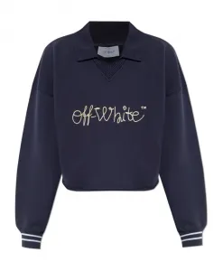 Короткая толстовка с воротником Off White, синий