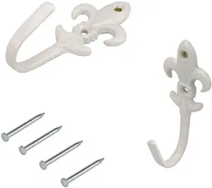 Крючки для подхвата Liedeco "Лилия" (комплект, 2 шт.), для боковых шарфов, штор 21х48 см, белый