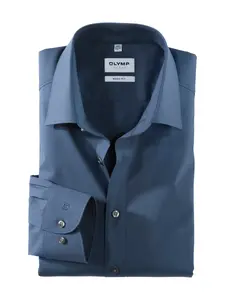 Деловая рубашка OLYMP "Level Five Body Fit", сохраняет форму благодаря эластану, голубой