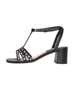 Кожаные босоножки с пирамидальными заклепками Mexx, черный