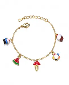 Регулируемый браслет с покрытием из желтого золота 14 карат с разноцветными подвесками для детей Gigigirl, gold