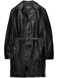 Пальто из кожи наппа от Prada, черный