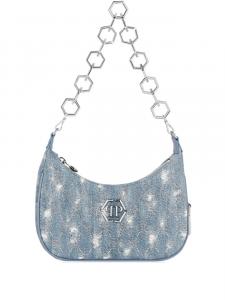 Philipp Plein джинсовая сумка на плечо с монограммой, синий