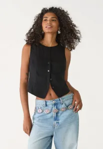 Рельефный жилет с пуговицами Stradivarius, Black