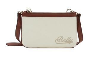 Сумка-мессенджер из ткани с элементами кожи коровы, через плечо, кроссбоди среднего размера женская белая BALLY