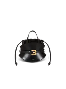 Мини-сумка Shuffle из телячьей кожи Balmain, белый/черный