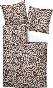 Постельное белье Janine Modern Art Mako Satin с леопардовым принтом, 135 x 200 см, двустороннее.