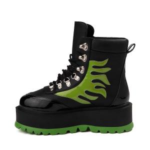 Ботинки Womens KOI Footwear Cha Cha Cha Platform Flame Boot, цвет Black/Green