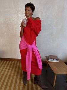 Afia платье миди с цветными блоками Never Fully Dressed, Red