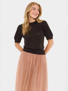 Топ с короткими рукавами из металлизированного трикотажа Pau Saint Tropez, Mid Brown