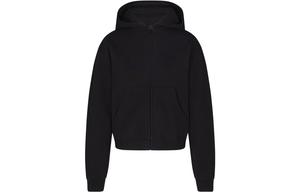 Свитшот с капюшоном на молнии SKIMS COTTON FLEECE CLASSIC ZIP UP HOODIE цвета оникс