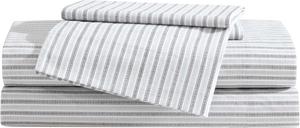 Комплект постельного белья Eddie Bauer размера Queen, из хлопкового перкаля, очень мягкий, сертифицирован по стандарту Oeko-Tex (серый в полоску, размер Queen), Ticking Stripe Grey