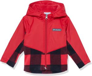 Columbia детская толстовка Steens Mountain Overlay Hoodie, Mountain Red Check/Mountain Red