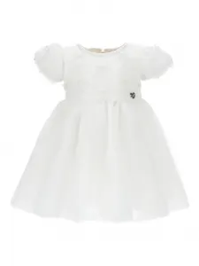 Платье с объемными рукавами и вышивкой Monnalisa, белый