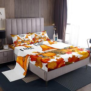 Erosebridal Комплект постельного белья Happy Fall Y'All Full с тематикой осени и тыкв, оранжевый, Multi 10
