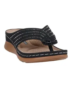 Женские плоские сандалии Amari Flower на тонкой подошве GC Shoes, черный